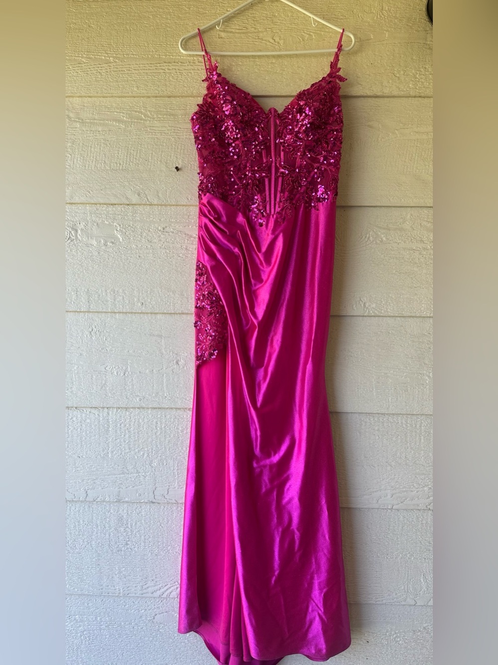 Stunning hot pink sequin gown